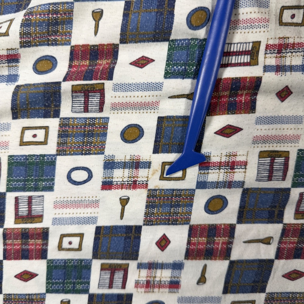 Van Heusen Mens Large Polo Shirt Short Sleeve Golf Geometric Plaid Print Blue L - Picture 5 of 7